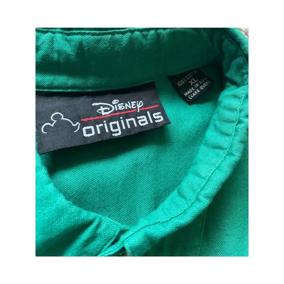 Disney Originals Mens/Teens Green Button-Down Shirt Large Embroidered Mickey - Picture 4 of 8